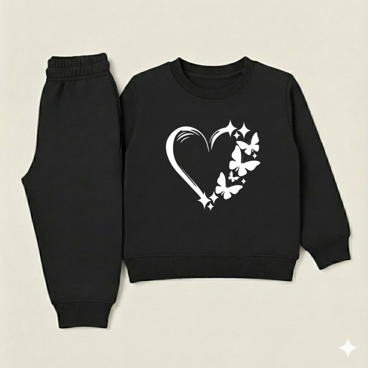 Black hearts butterflies tracksuit for kids