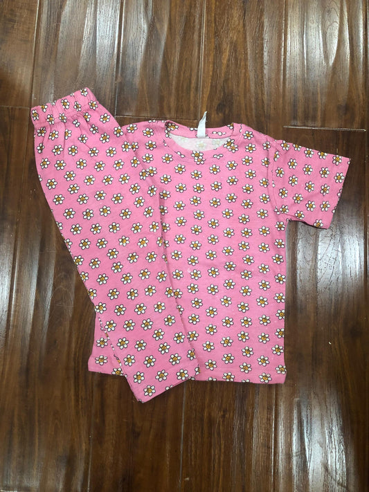 Pink Flower Cotton Jersey Nightsuit