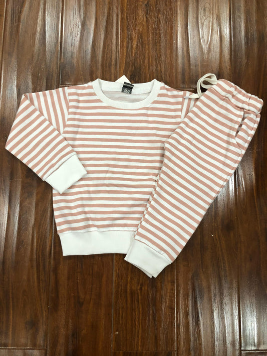 Rose Pink Stripes Tracksuit (Fleece)