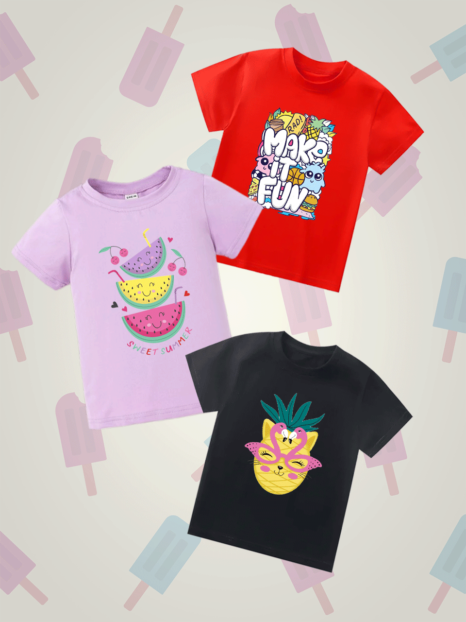 Tshirt Bundle of 3 Summer Tshirts - (make-sweet-lemon)