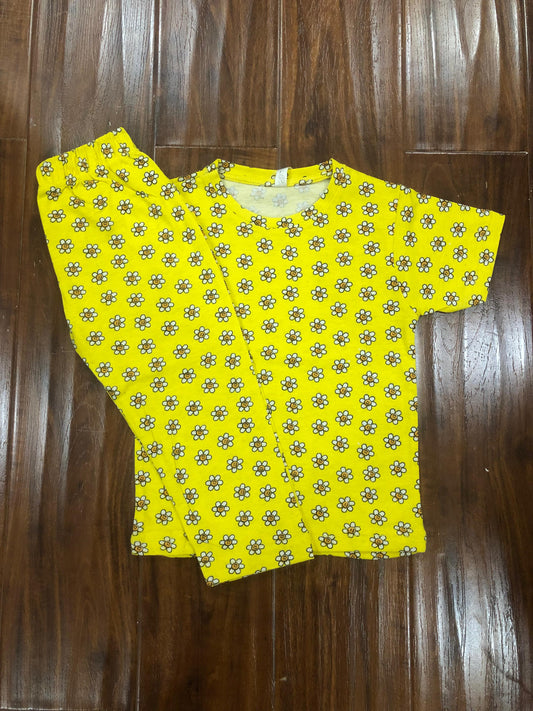 Yellow Flowers Cotton Jersey Nightsuit