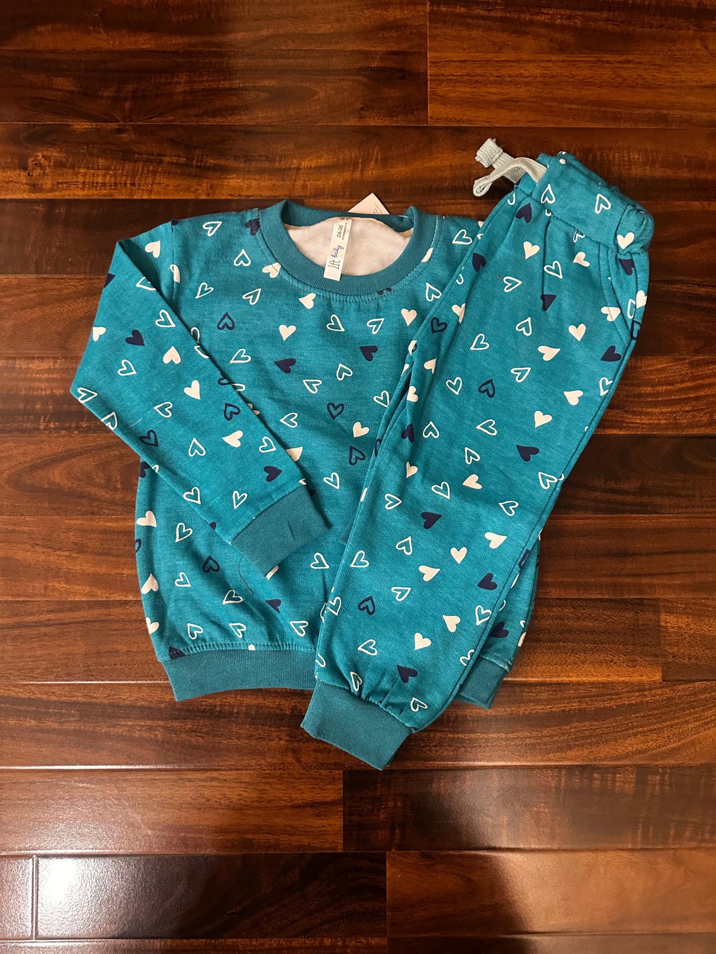 Green mini hearts Tracksuit for kids