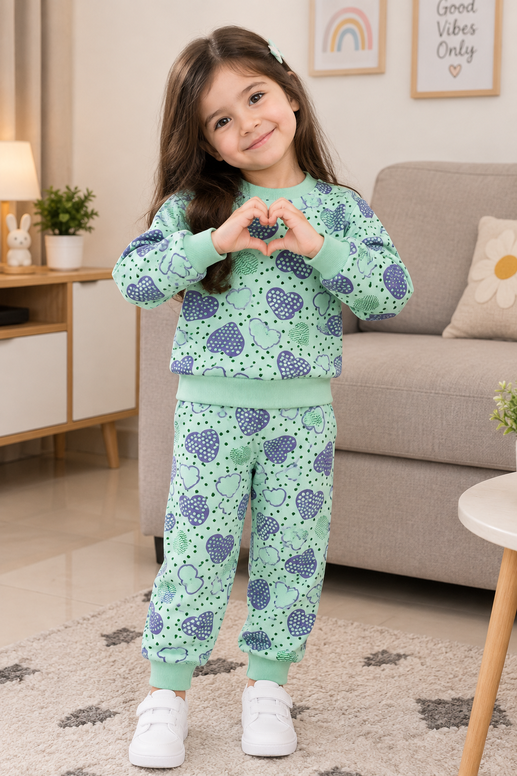 Green Dotted Hearts Tracksuit