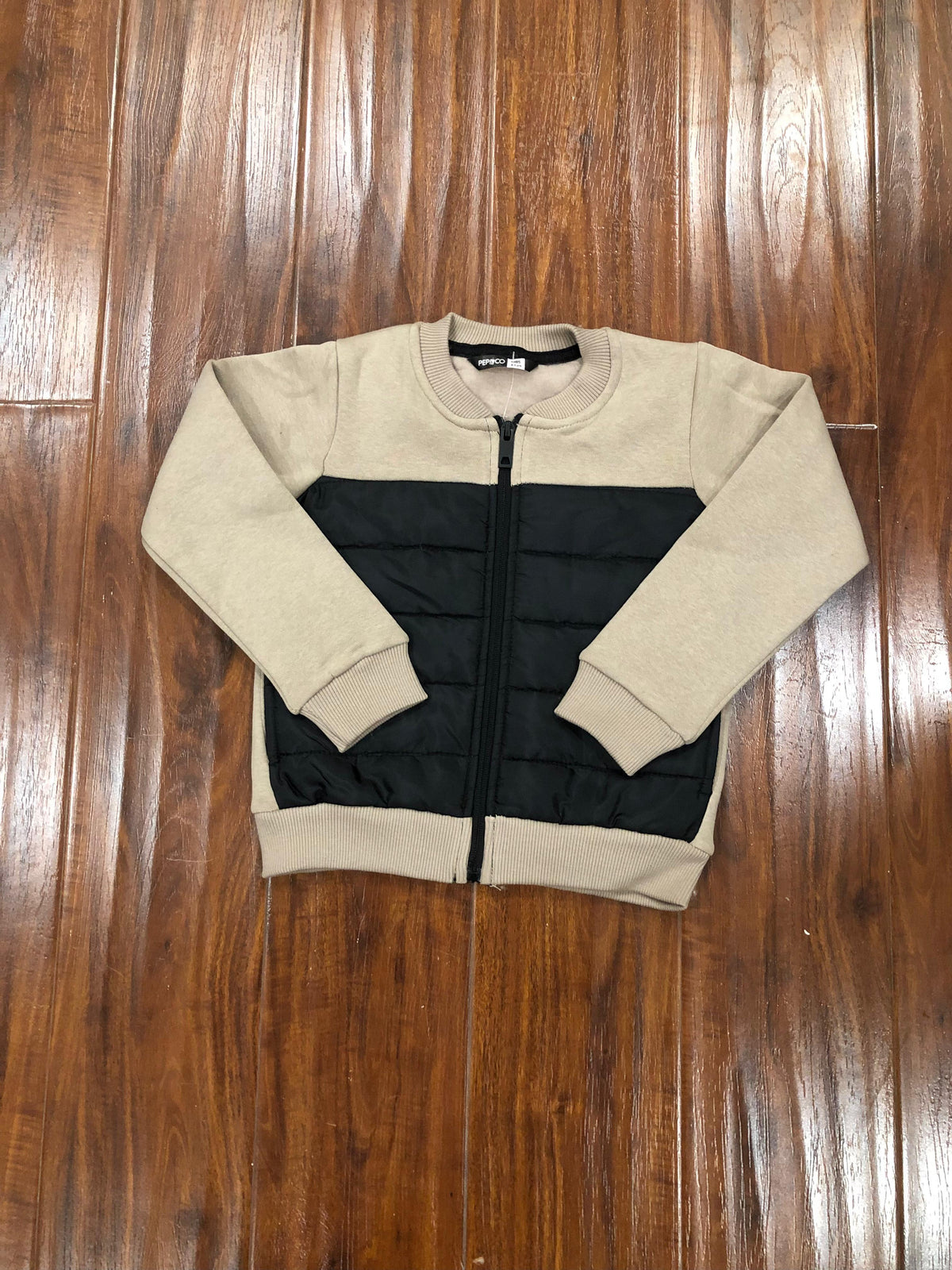 Beige puffer fleece jacket