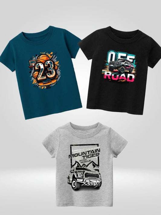 Pack of Three T-shirts for kids (23- off road - mountain)