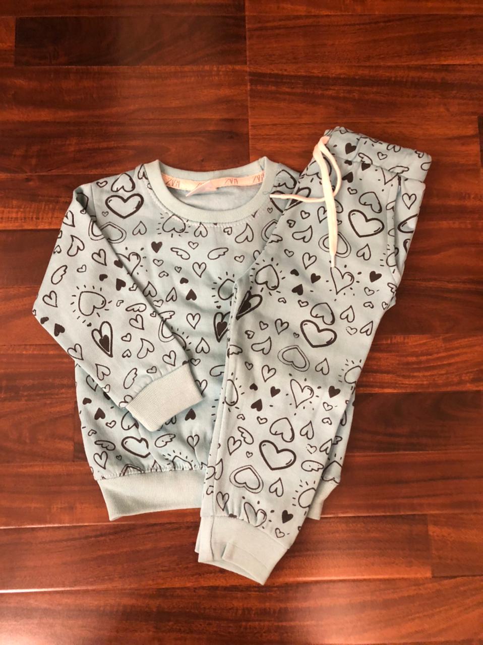Sky blue hearts tracksuit for kids