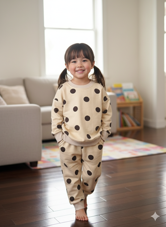 White polka dots  tracksuit for kids