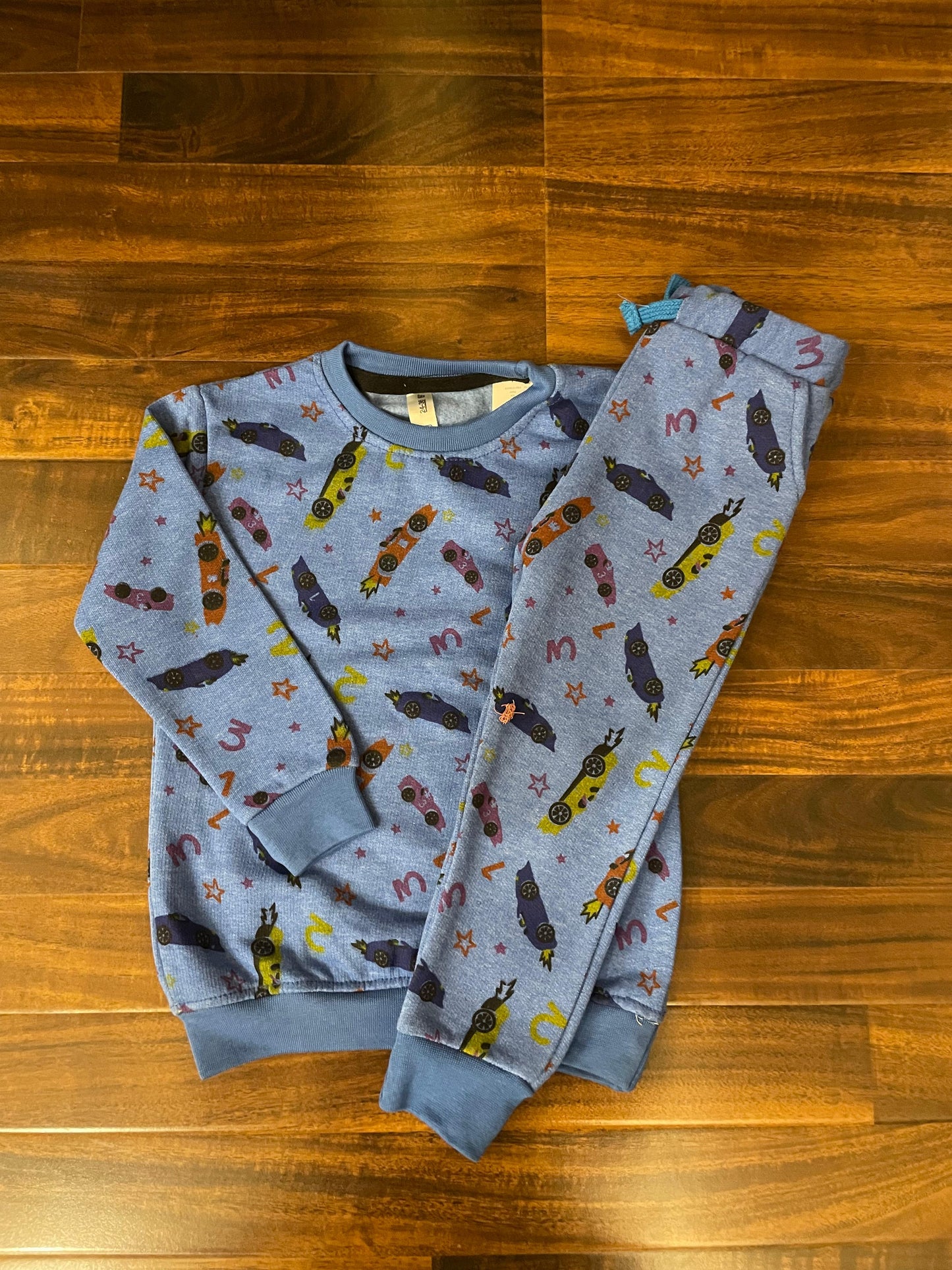 Sky blue sports cars tracksuit for kids