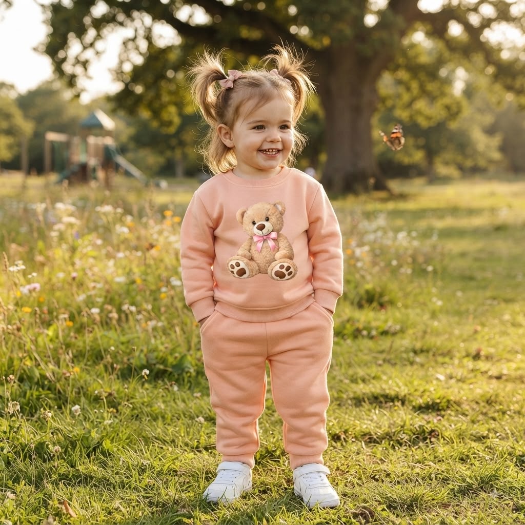 Peach Bear Bow Tracksuit