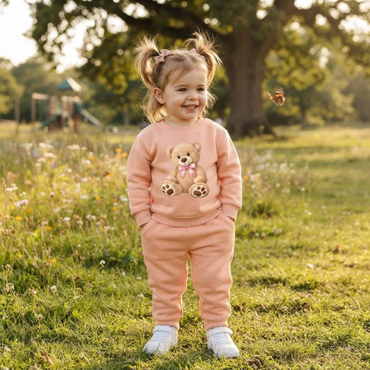 Peach Bear Bow Tracksuit