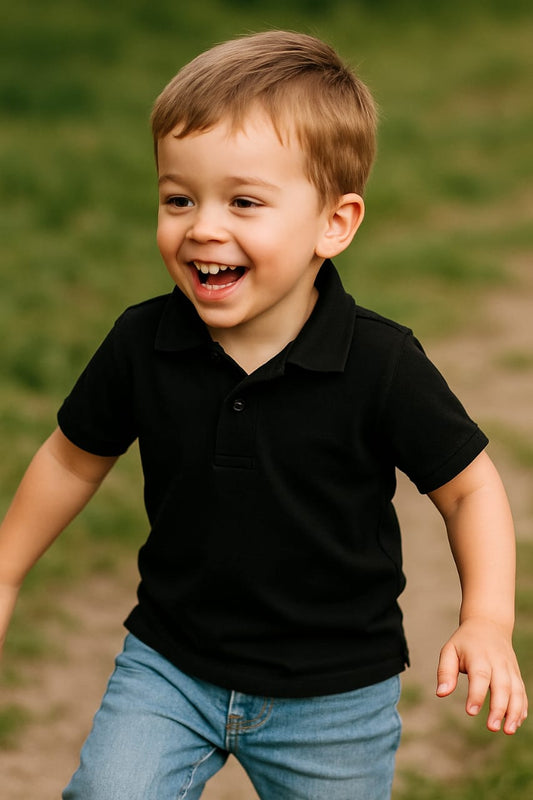 Black polo t-shirt for kids