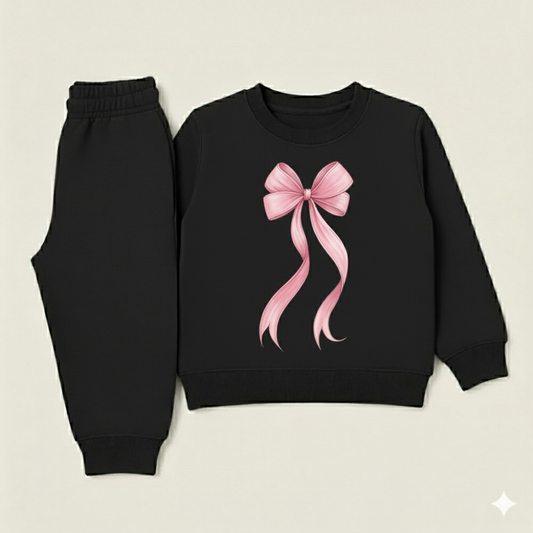 Black big bow tracksuit for kids
