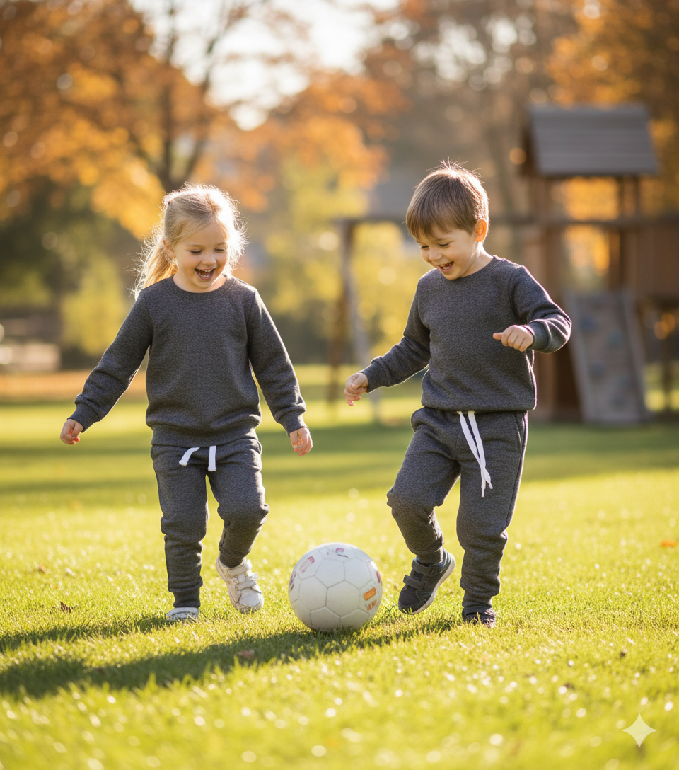 Dark grey melange tracksuit for kids