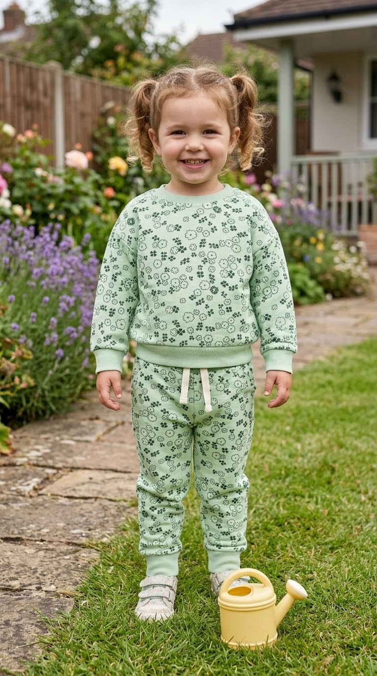 Green Mini Flowers Tracksuit