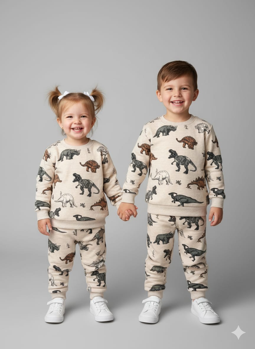 Grey dinosaurs tracksuit for kids