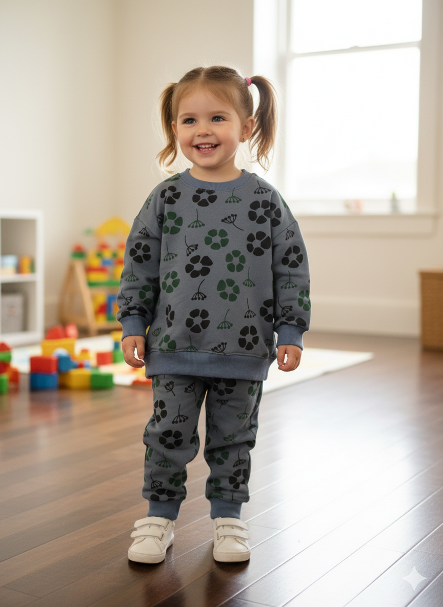 Blue green flower wines tracksuit for kids