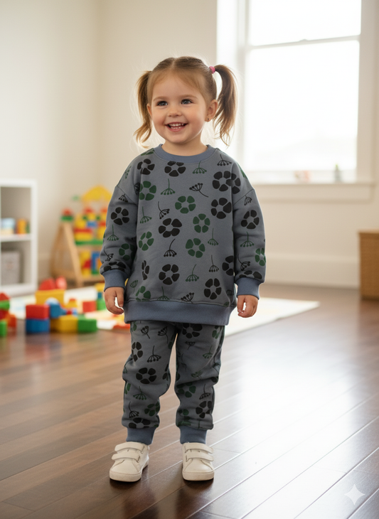 Blue green flower wines tracksuit for kids