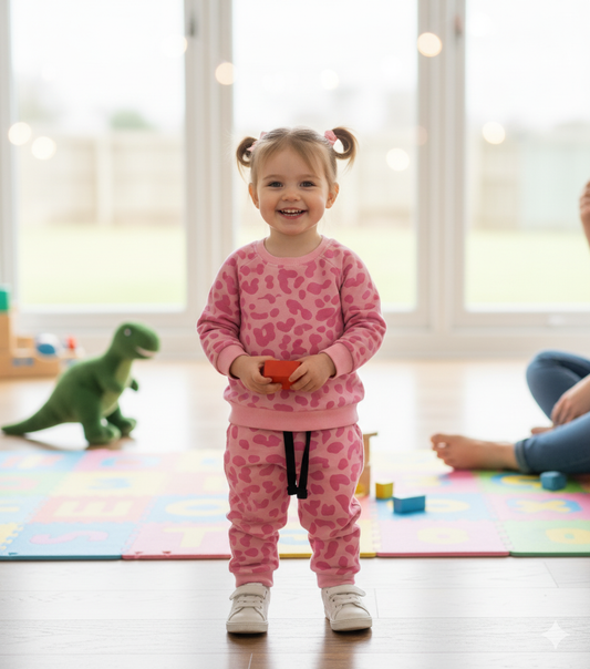 Pink leopard tracksuit for kids