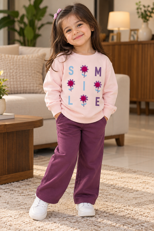 Pink Smile Flower Sweatshirt
