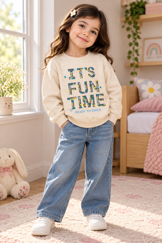 Beige Fun Time Sweatshirt