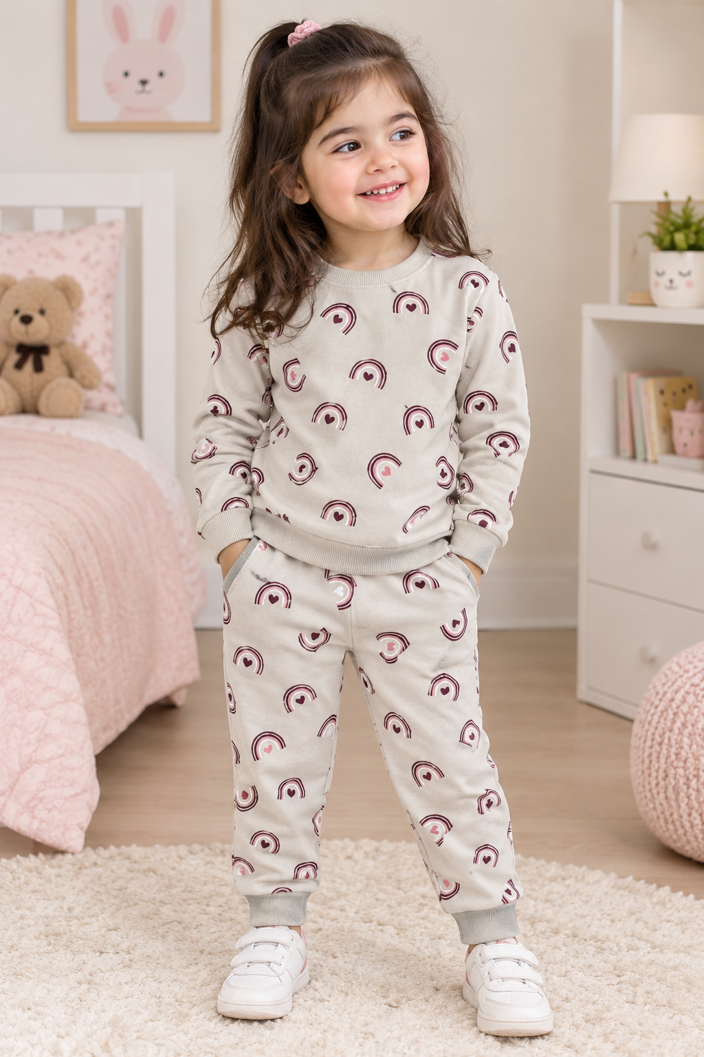 Beige Rainbow Hearts Tracksuit