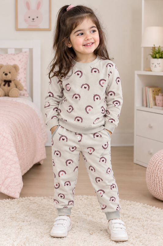 Beige Rainbow Hearts Tracksuit