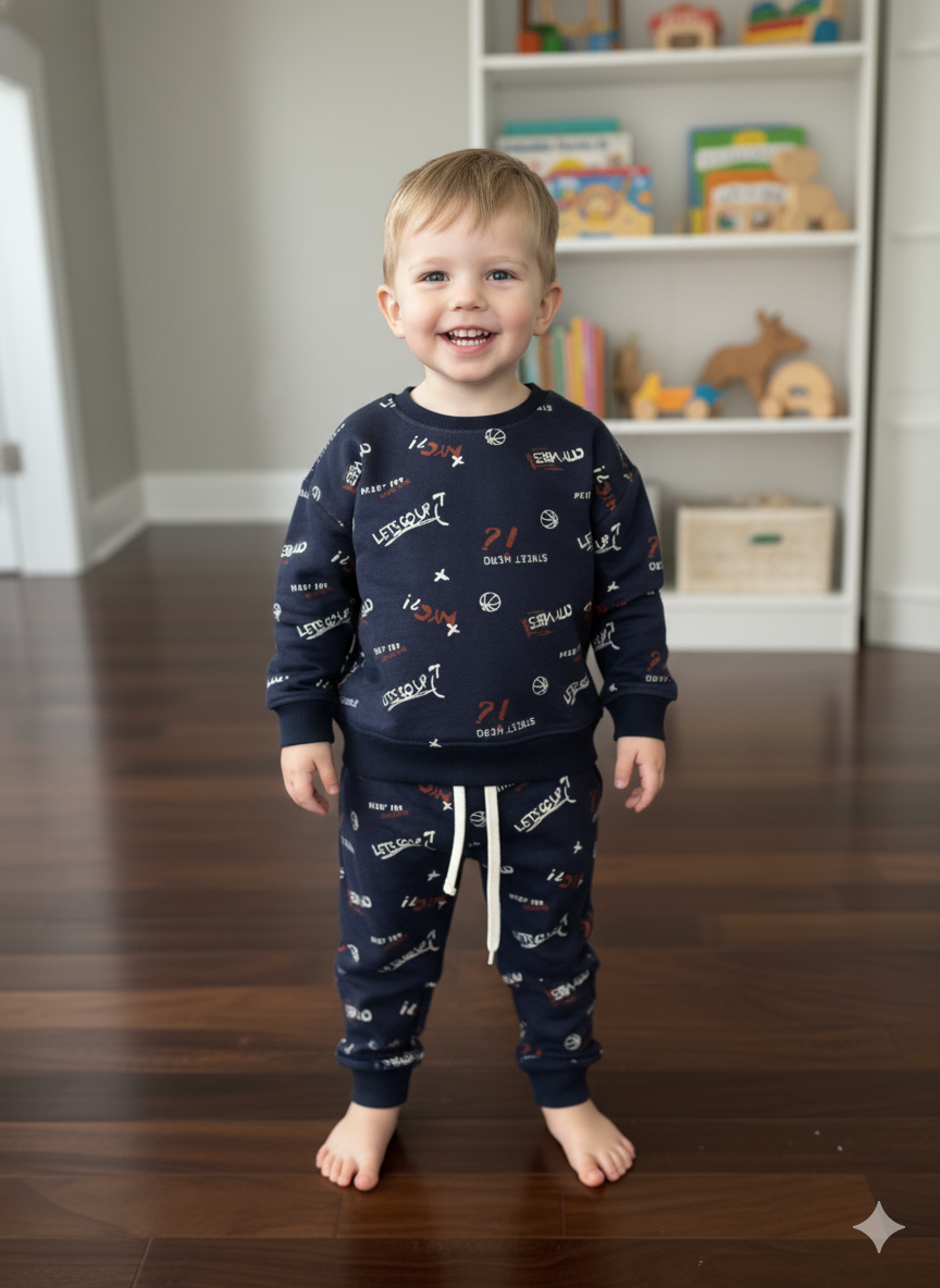 Navy blue city vibes tracksuit for kids