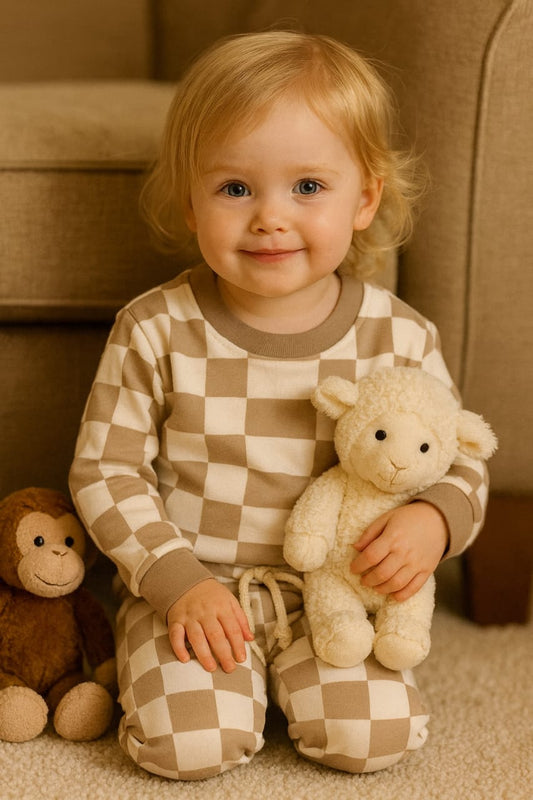 Checkboard tracksuit for kids (terry fabric)