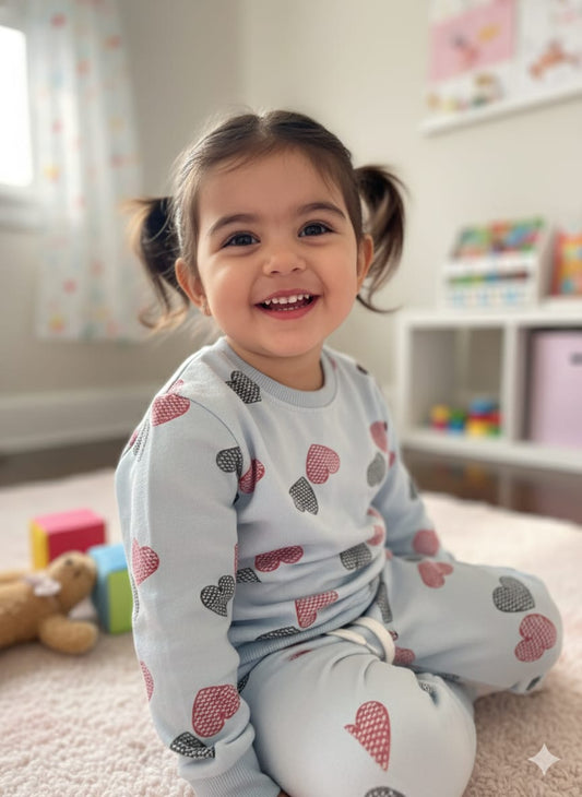 Sky blue hearts tracksuit for kids