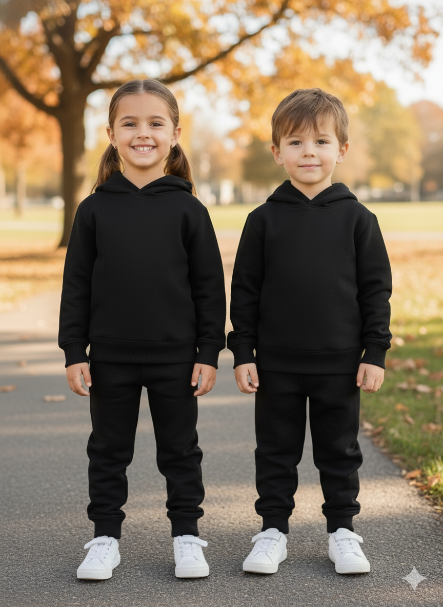 Black hoodie tracksuit for kids
