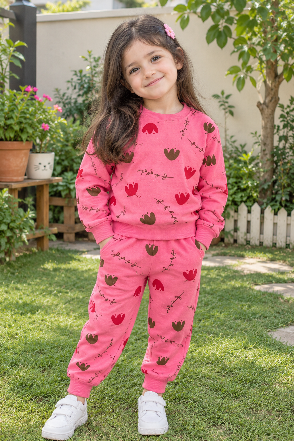 Pink Tulip Flowers Tracksuit