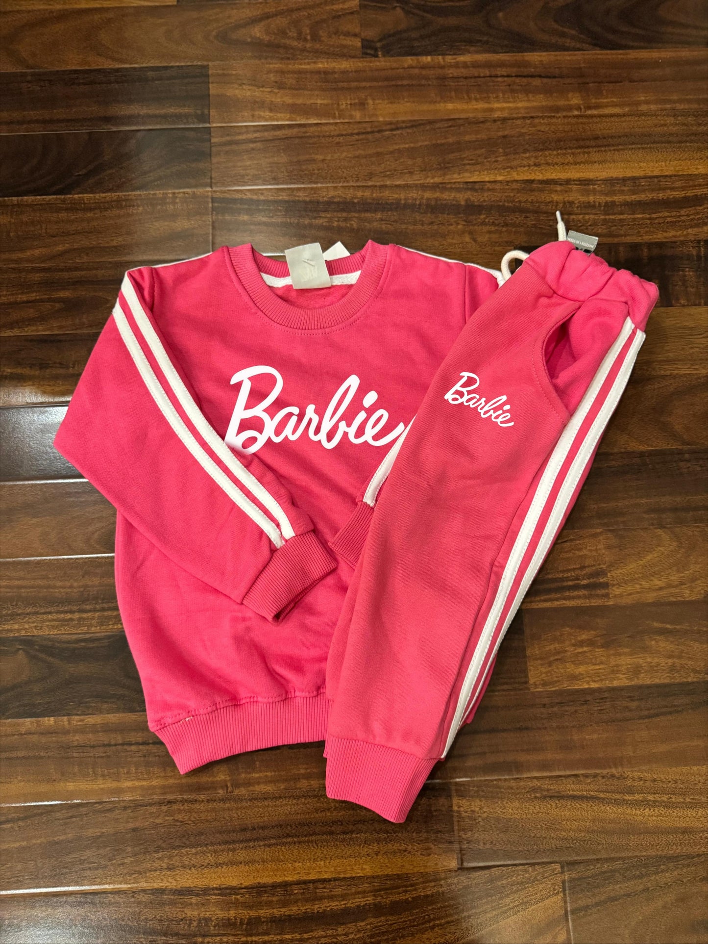 Pink barbie side stripes tracksuit