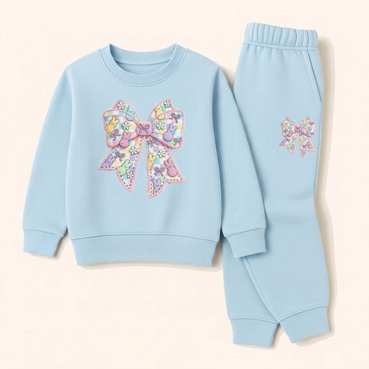 Sky Blue Teddy Bow Tracksuit