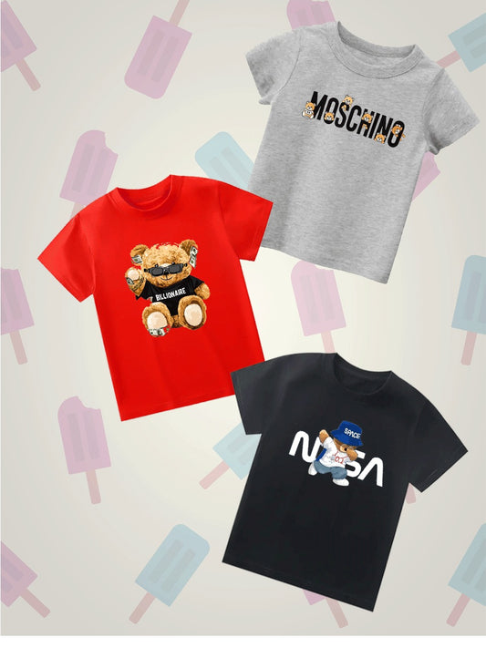 Pack of 3 Tshirts (moschino - bear - Nasa )