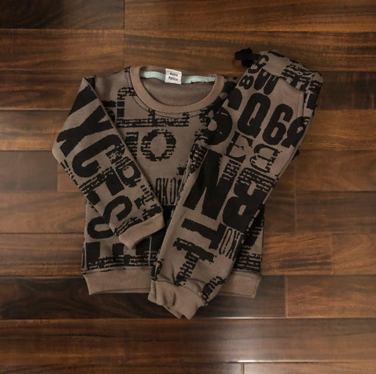 Brown big text tracksuit for kids
