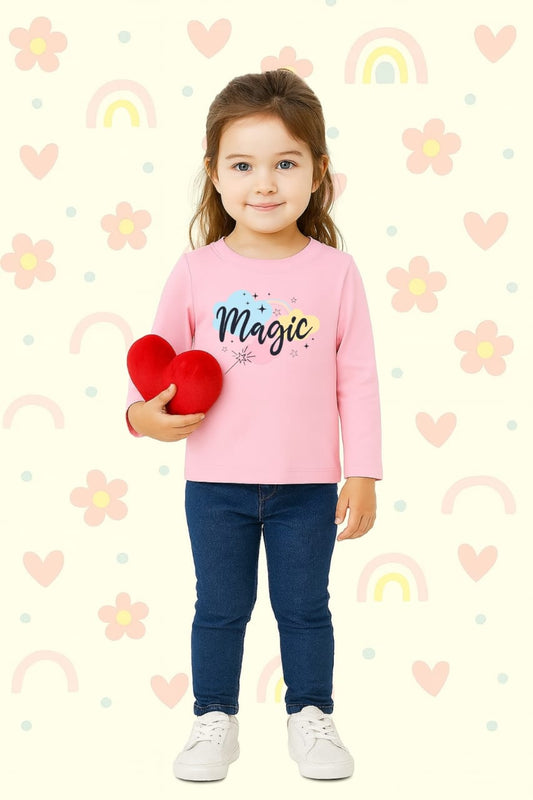 Pink magic full sleeves t-shirt for kids