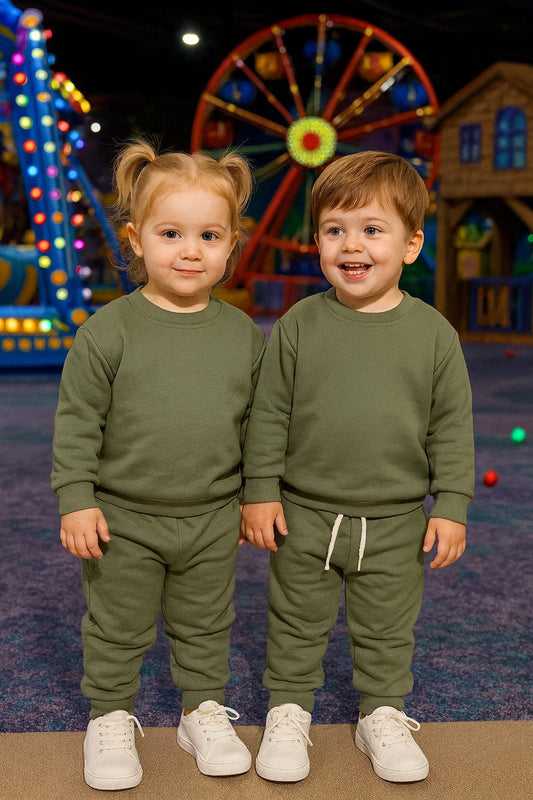 Olive plain tracksuit for kids