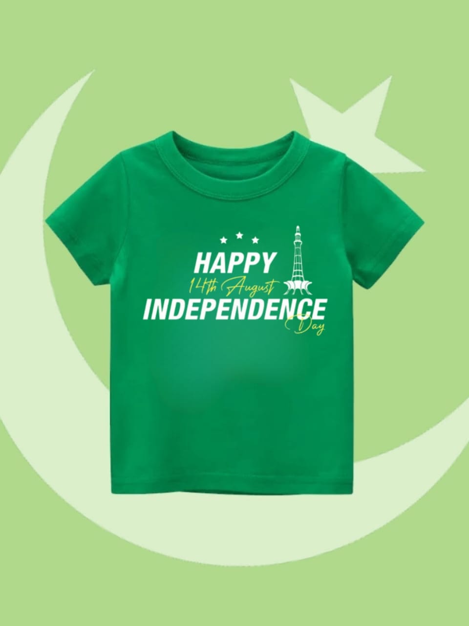 Green happy 14th aug independence day t-shirt