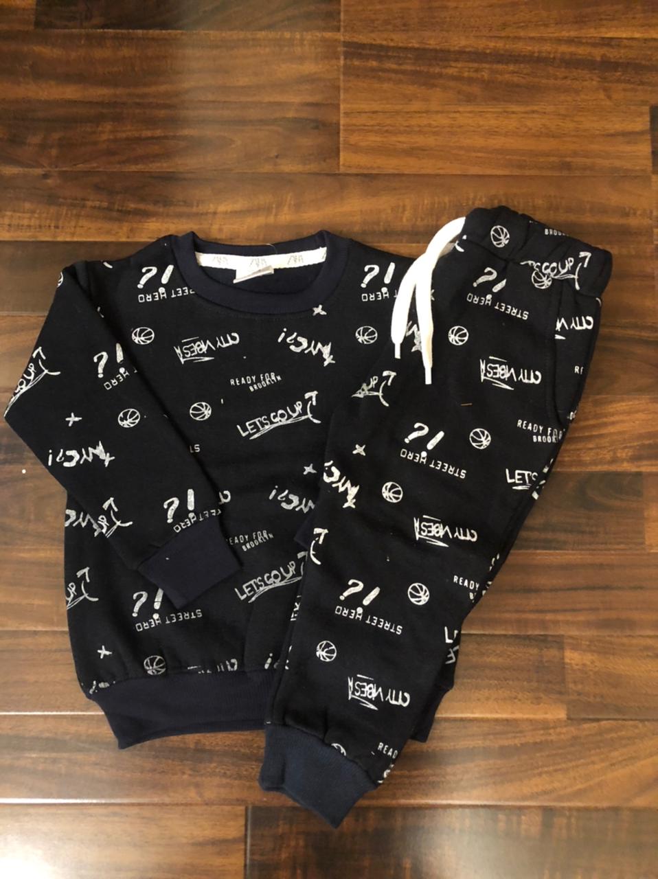 Black city vibes tracksuit for kids