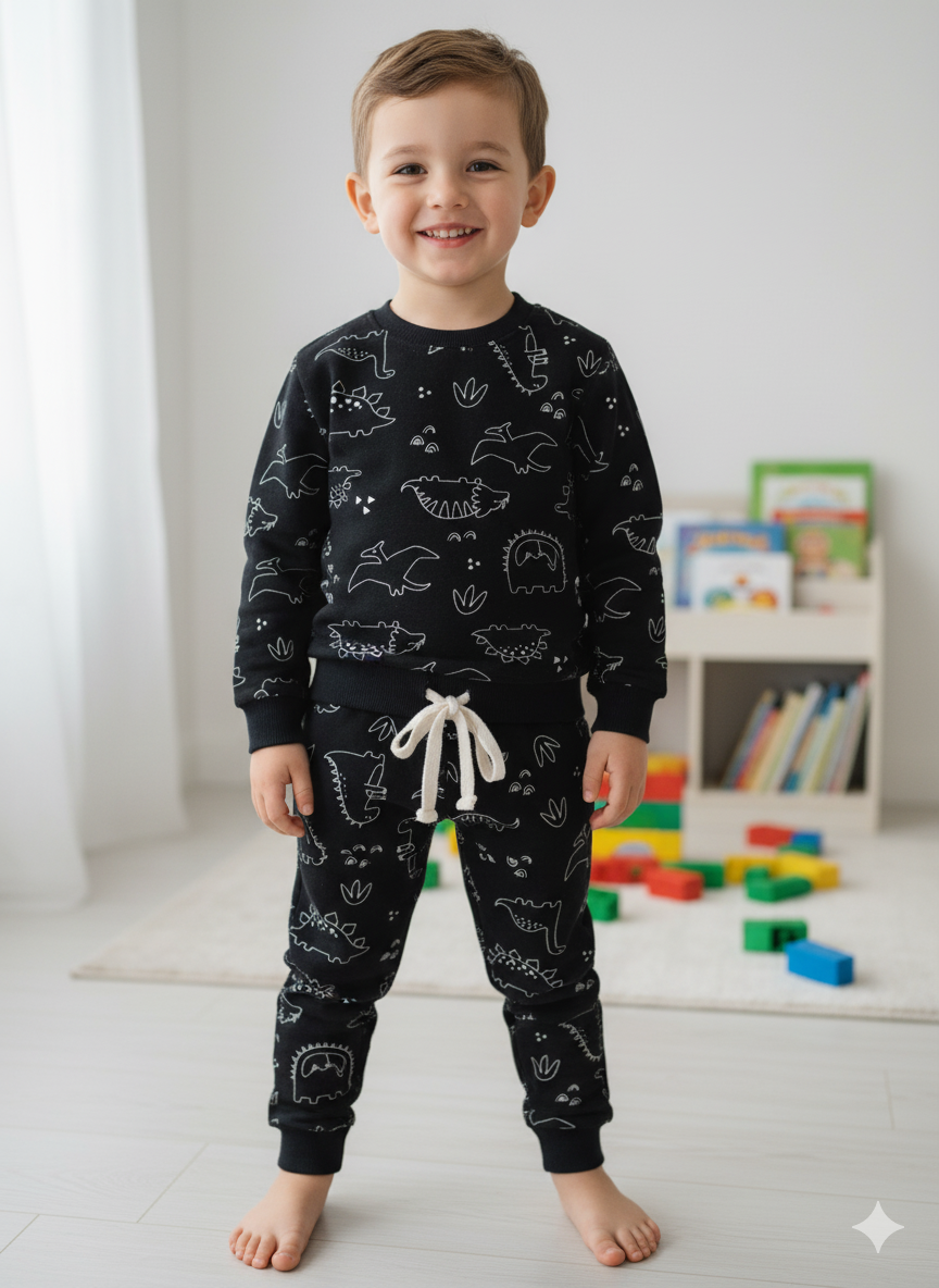 Black dino tracksuit for kids