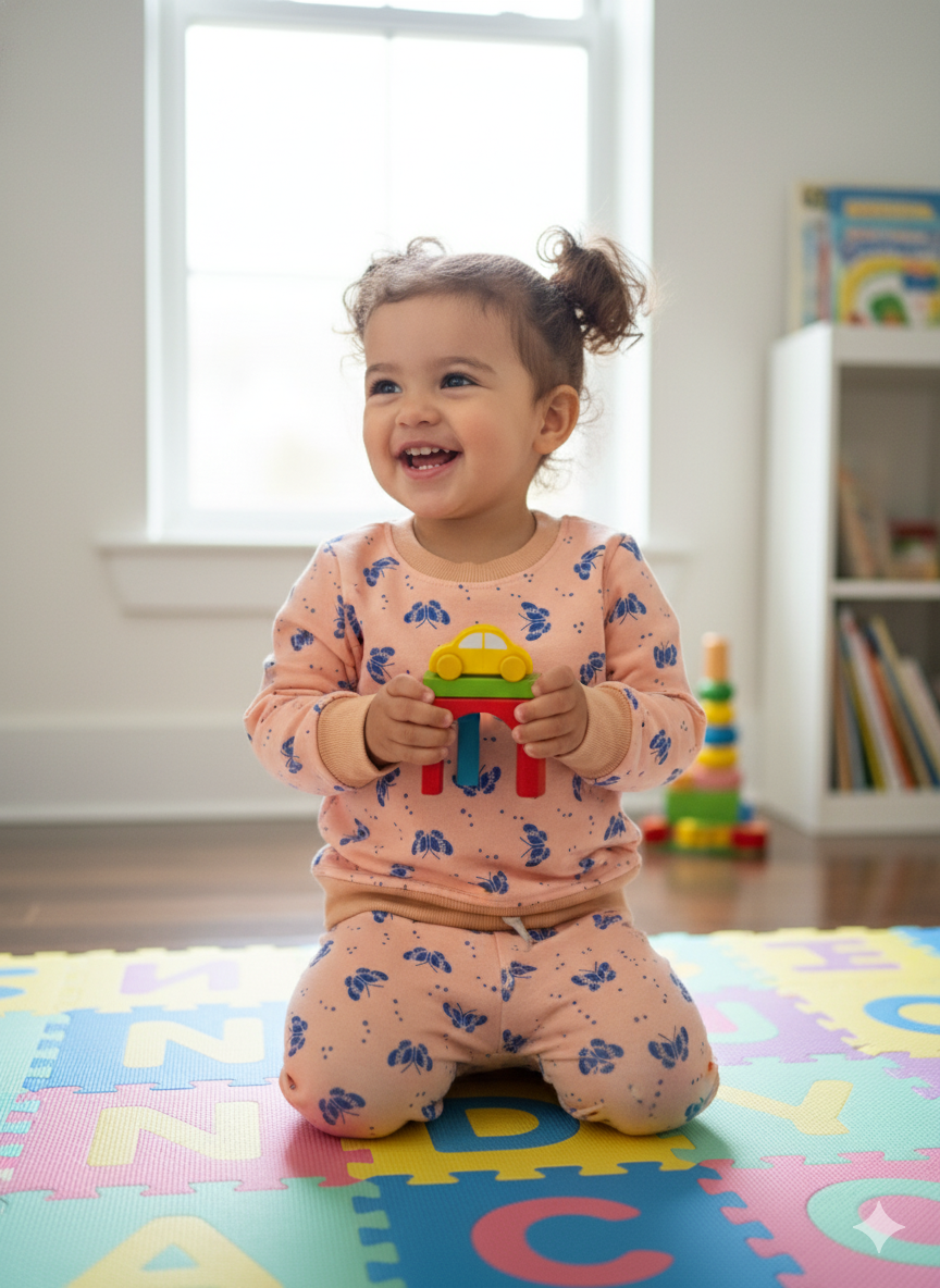 Orange butterflies tracksuit for kids