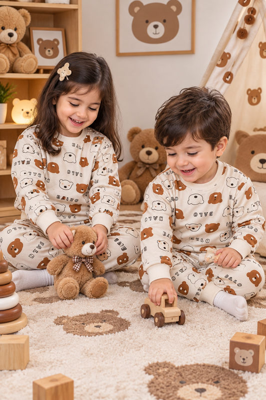 Beige Bear Faces Tracksuit