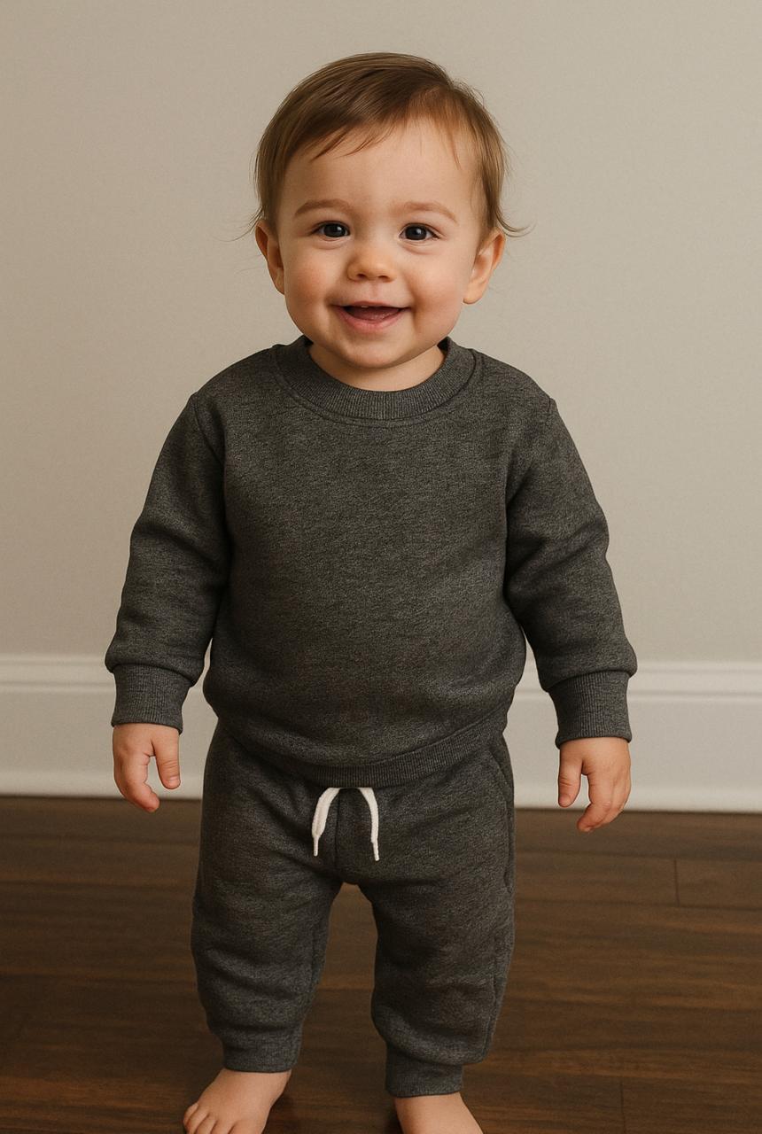 Dark grey melange tracksuit for kids
