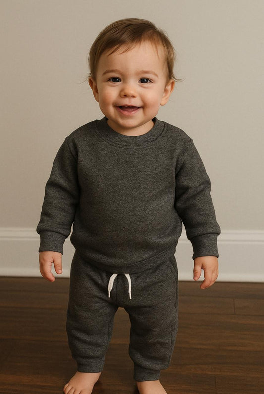 Dark grey melange tracksuit for kids