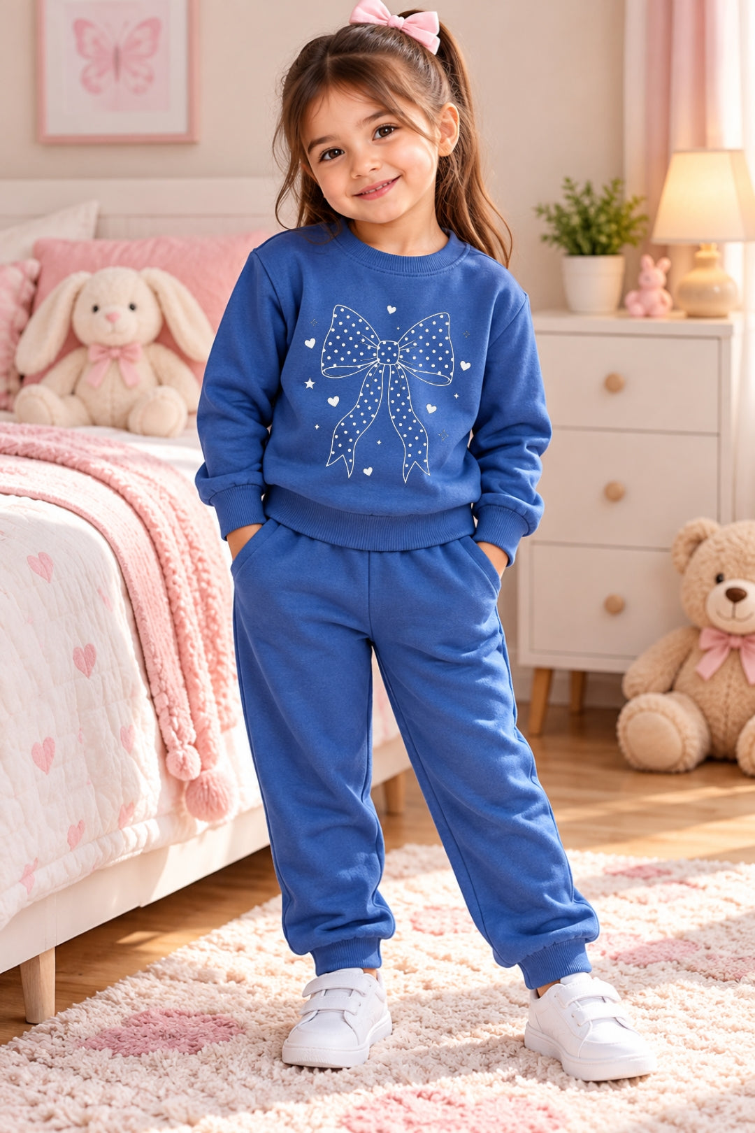 Denim Bow Hearts Tracksuit