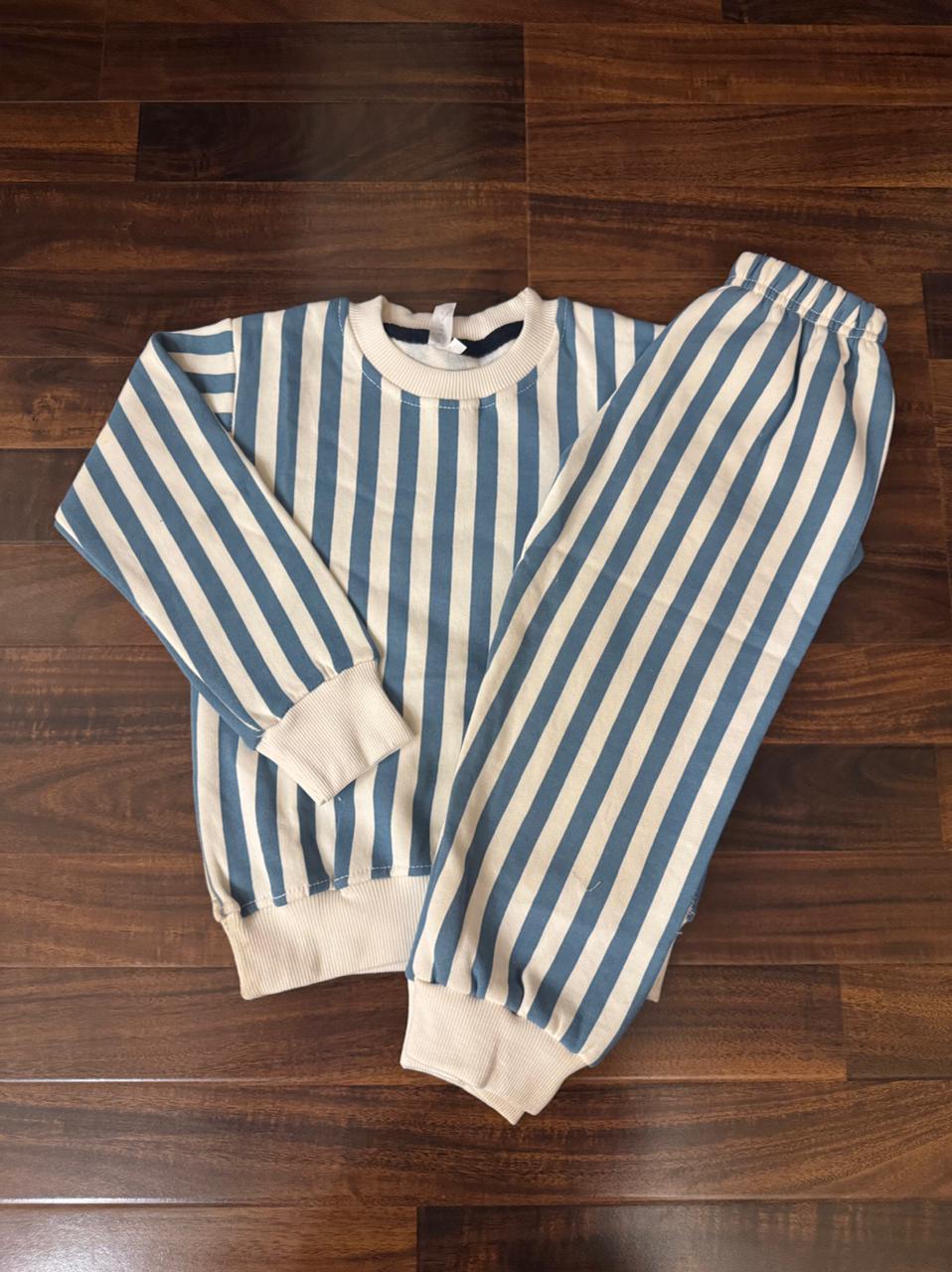 Blue and white horizontal stripes tracksuit for kids