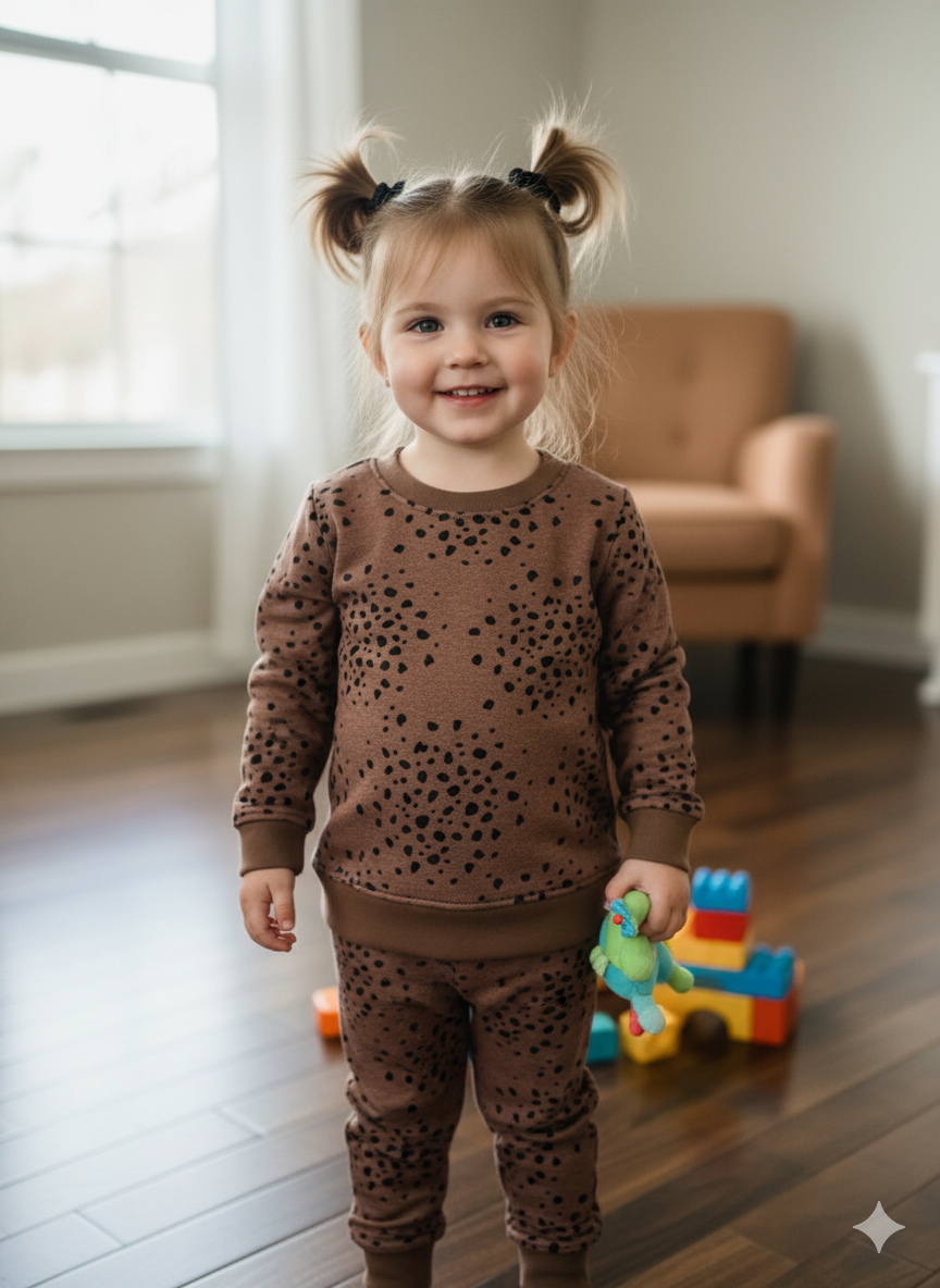 Brown dotted tracksuit for kids