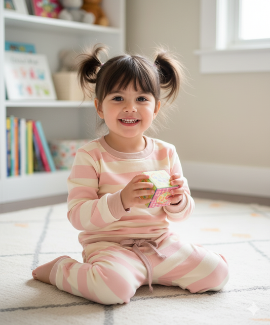 Pink and white plaid tracksuit for kids