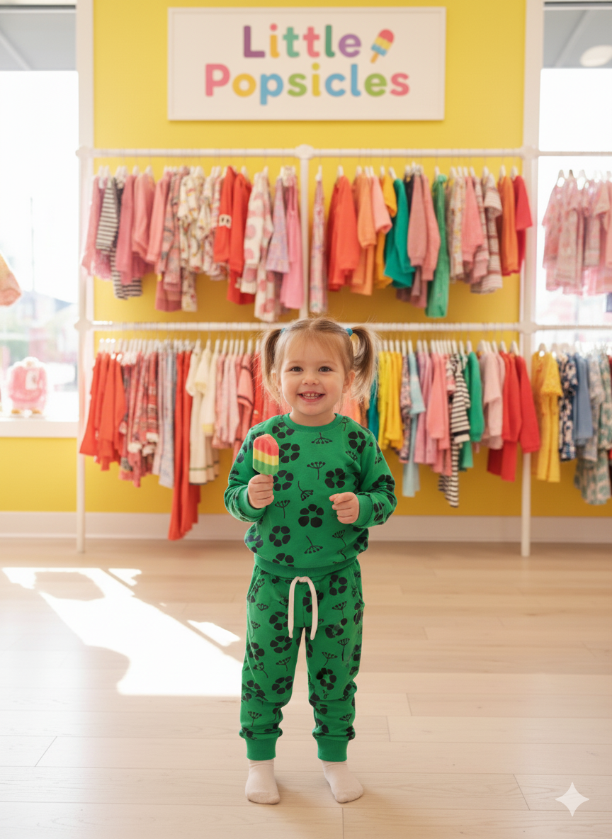 Bottle green flower wines tracksuit for kids