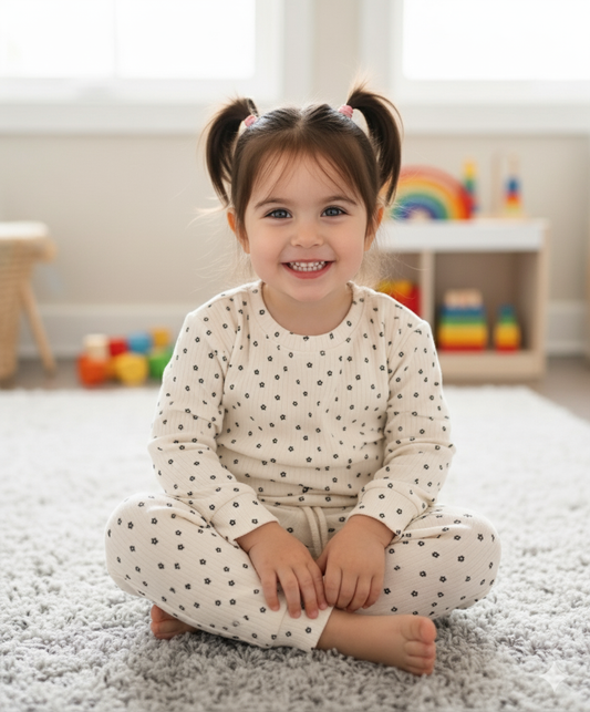 White mini flowers tracksuit for kids